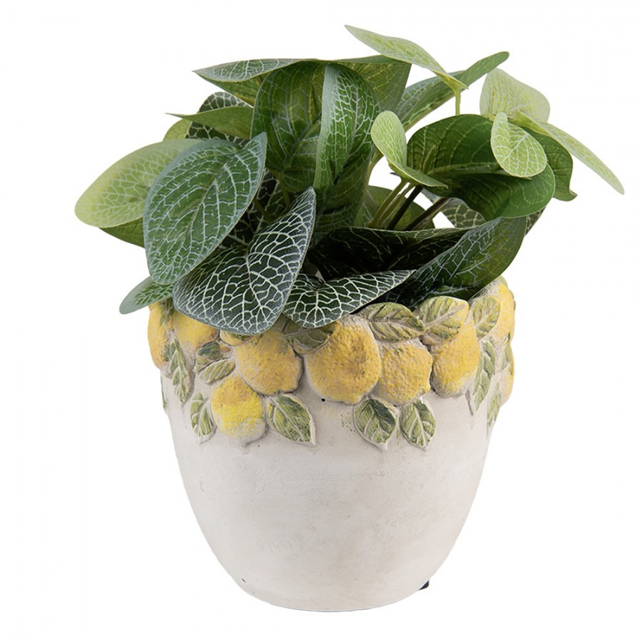 Cementový květináč lemovaný citróny Lemoni - Ø 14*12 cm