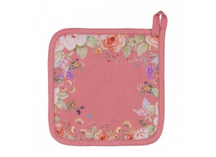 Růžová bavlněná chňapka - podložka Flower & Fiesta - 20*20 cm