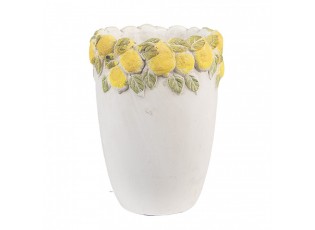 Cementový květináč lemovaný citróny Lemoni S - Ø 13*17 cm