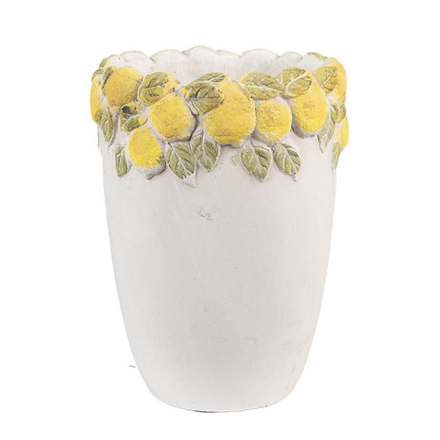 Cementový květináč lemovaný citróny Lemoni S - Ø 13*17 cm