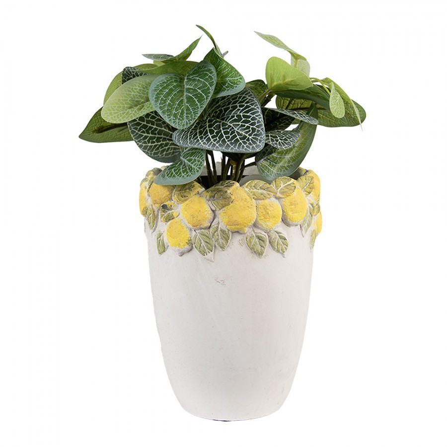 Cementový květináč lemovaný citróny Lemoni S - Ø 13*17 cm