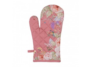 Růžová bavlněná chňapka - rukavice Flower & Fiesta - 18*30 cm