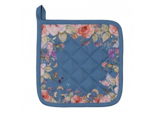 Modrá bavlněná chňapka - podložka Flower & Fiesta - 20*20 cm
