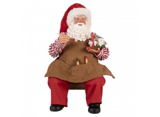 Červená vánoční dekorace figurka Santa Claus malující mašinku - 13*10*28 cm