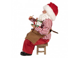 Červená vánoční dekorace figurka Santa Claus malující mašinku - 13*10*28 cm
