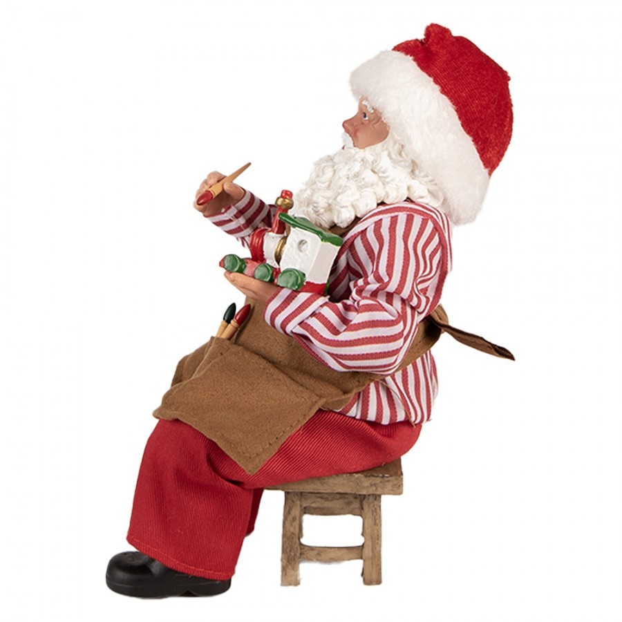 Červená vánoční dekorace figurka Santa Claus malující mašinku - 13*10*28 cm