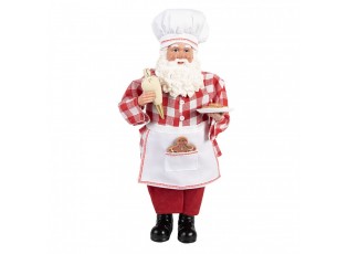 Červená vánoční dekorace figurka Santa Claus cukrář - 22*19*45 cm