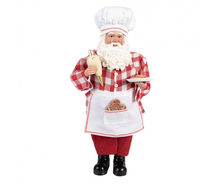 Červená vánoční dekorace figurka Santa Claus cukrář - 22*19*45 cm Clayre & Eef
