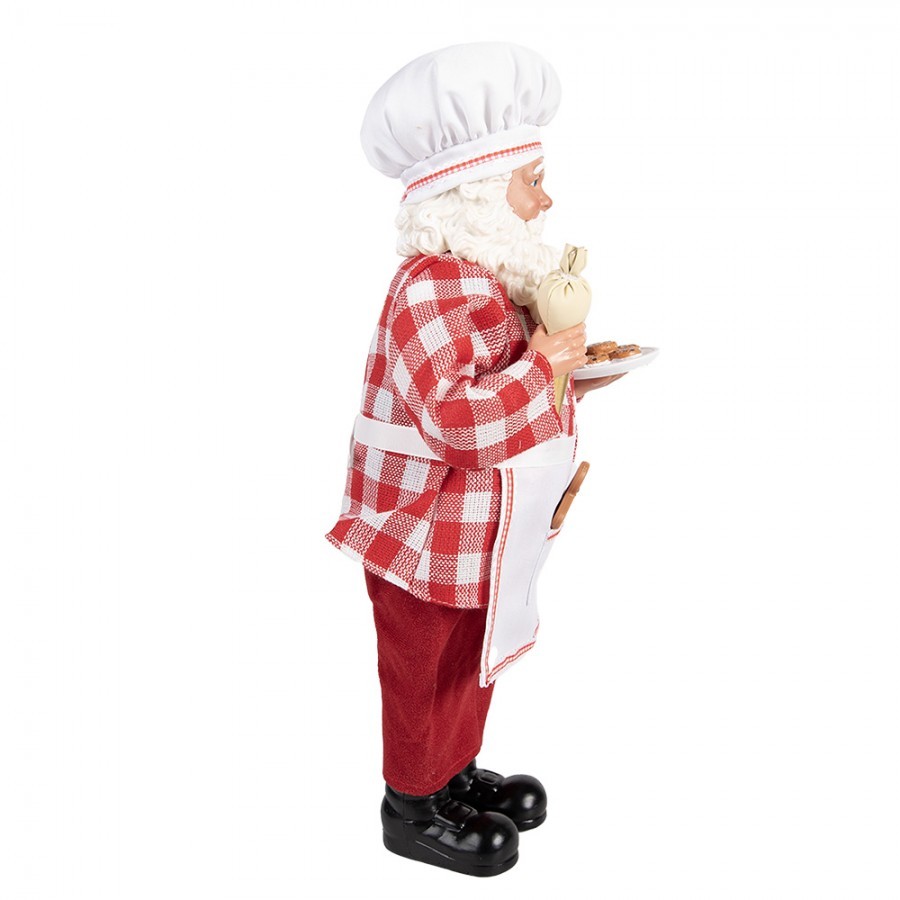 Červená vánoční dekorace figurka Santa Claus cukrář - 22*19*45 cm