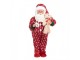 Červená dekorace figurka Santa Claus v overalu a s medvídkem - 22*19*45 cm Clayre & Eef