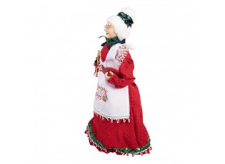 Červená vánoční dekorace figurka babča - 18*18*46 cm