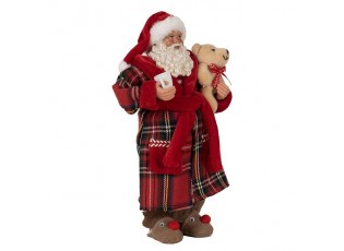 Vánoční dekorace Santa v pyžamu s lupou a seznamem jmen - 16*10*27 cm