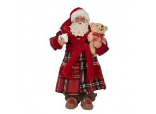 Vánoční dekorace Santa v pyžamu s lupou a seznamem jmen - 16*10*27 cm