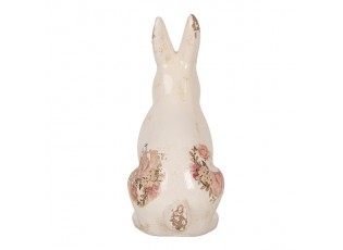 Béžová keramická dekorace králík s růžemi Rosien L - 16*12*28 cm