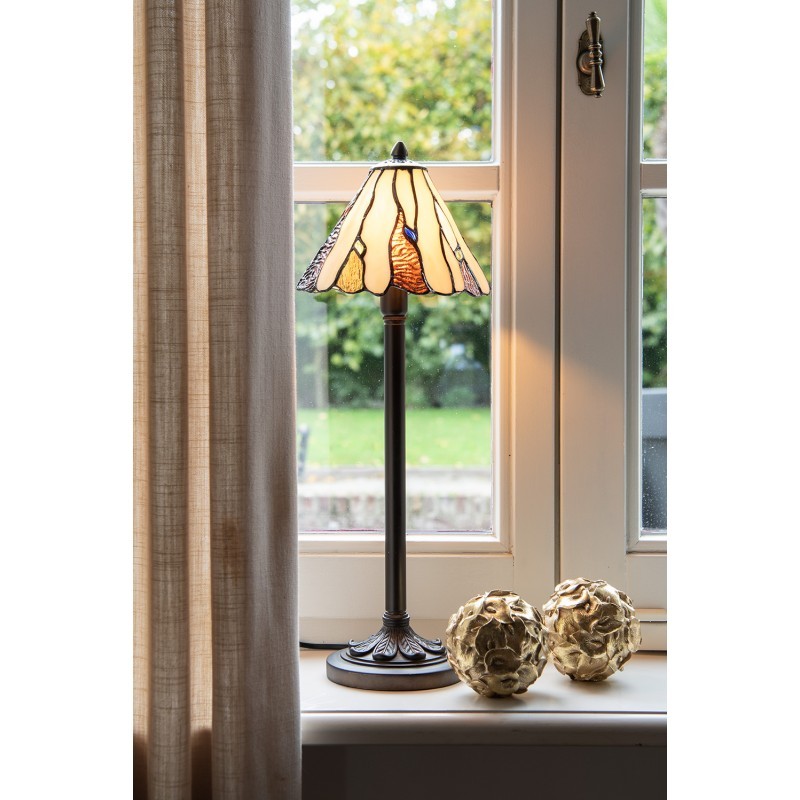 Béžovo-hnědá stolní lampa Tiffany Titto - Ø 20*60 cm E14/ 1*40W