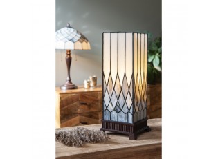 Bílo-šedá stolní lampa Tiffany Paulette - 17*17*43 cm E27/ 1*40W