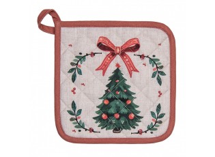 Béžová bavlněná chňapka podložka se stromky Christmas Harmony - 20*20 cm