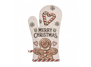 Béžová bavlněná chňapka rukavice s perníčky Gingerbread Magic - 18*30cm