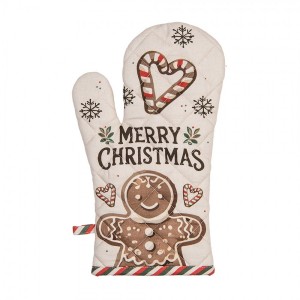 Béžová bavlněná chňapka rukavice s perníčky Gingerbread Magic - 18*30cm