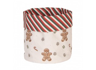Béžový bavlněný košík na pečivo s perníčky Gingerbread Magic - Ø 15*16 cm
