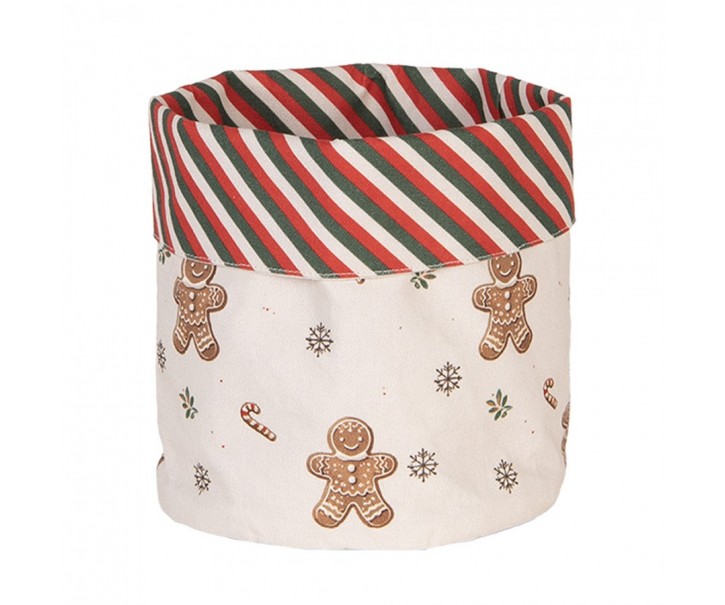 Béžový bavlněný košík na pečivo s perníčky Gingerbread Magic - Ø 15*16 cm Clayre & Eef