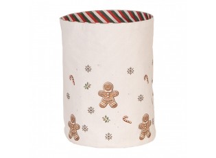 Béžový bavlněný košík na pečivo s perníčky Gingerbread Magic - Ø 15*16 cm