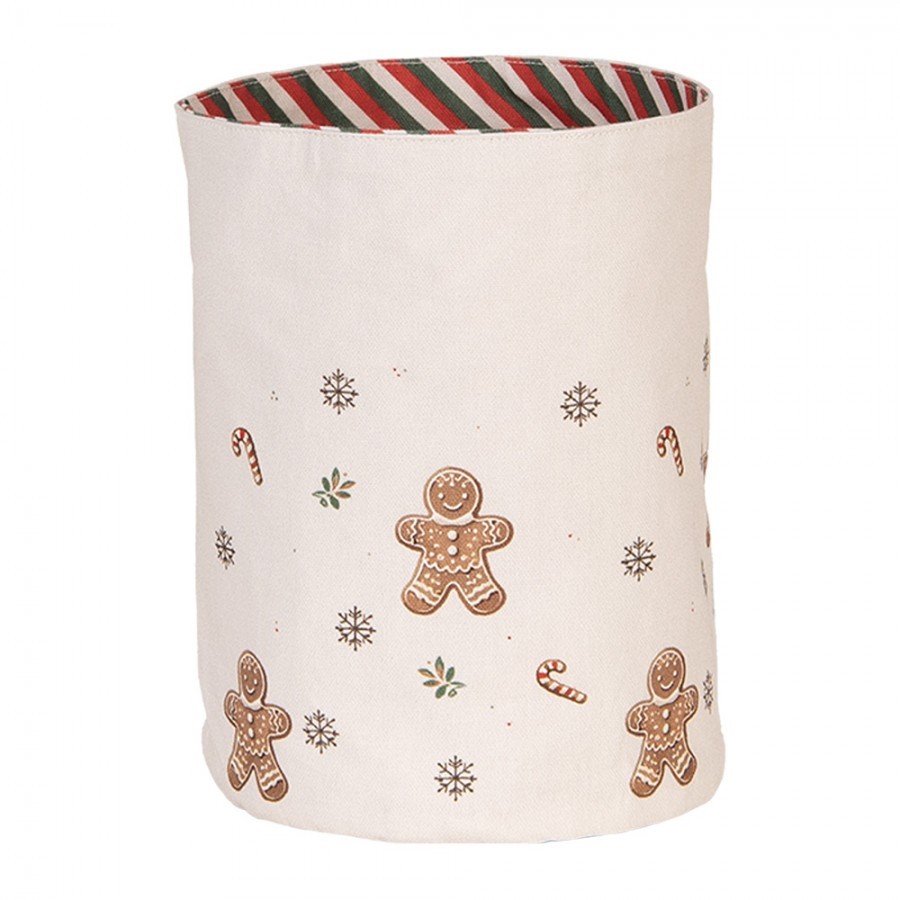 Béžový bavlněný košík na pečivo s perníčky Gingerbread Magic - Ø 15*16 cm