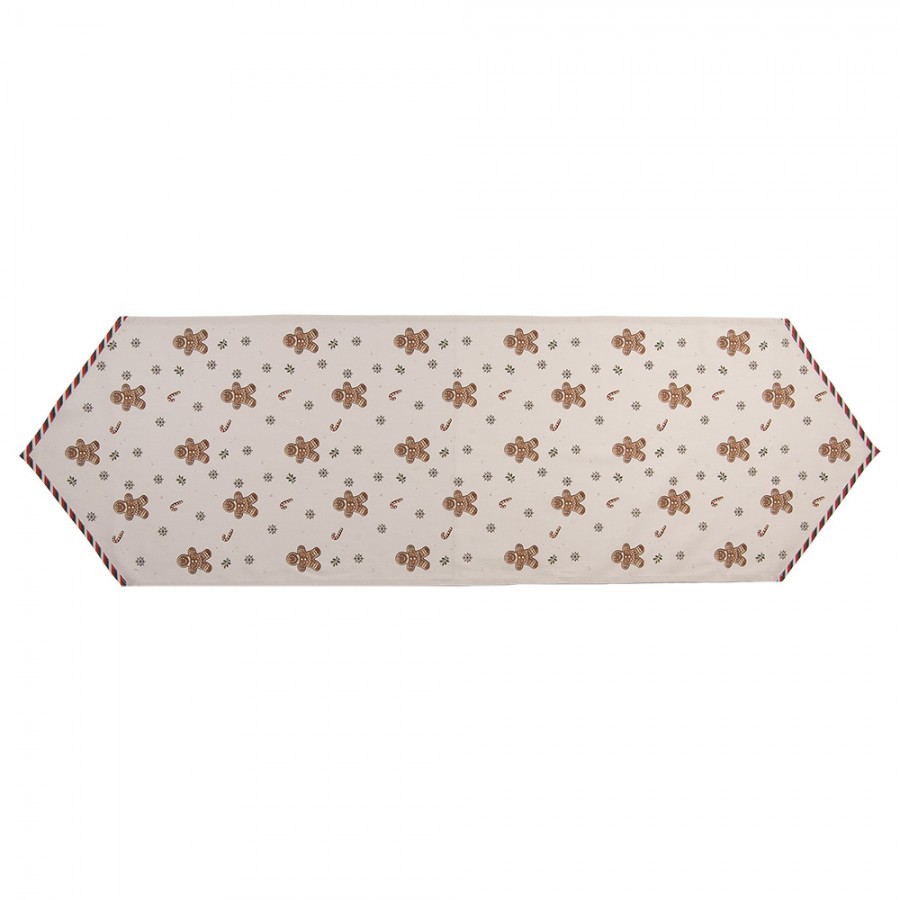 Béžový bavlněný běhoun s perníčky Gingerbread Magic - 50*160 cm