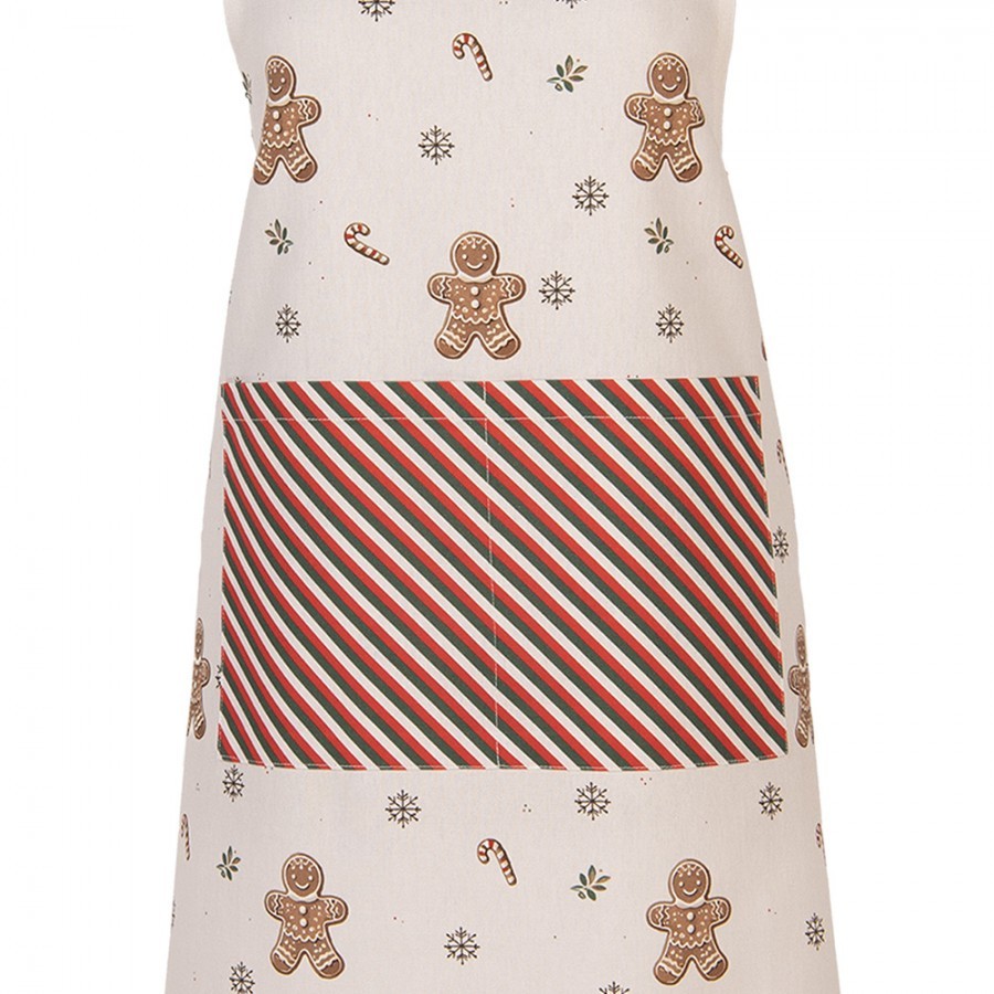 Béžová bavlněná zástěra s perníčky Gingerbread Magic - 70*85 cm