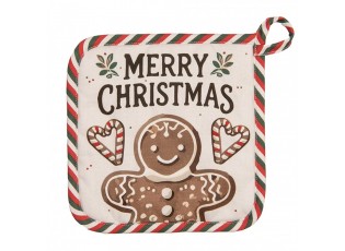 Béžová bavlněná chňapka podložka s perníčky Gingerbread Magic - 20*20 cm