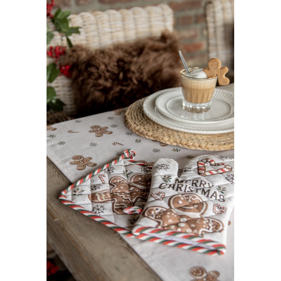 Béžová bavlněná chňapka podložka s perníčky Gingerbread Magic - 20*20 cm