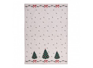 Béžová bavlněná utěrka se stromky Christmas Harmony - 50*70 cm