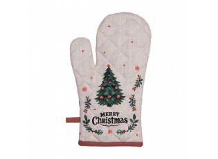 Béžová bavlněná chňapka rukavice se stromky Christmas Harmony - 18*30 cm