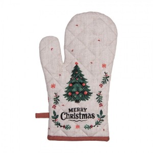 Béžová bavlněná chňapka rukavice se stromky Christmas Harmony - 18*30 cm