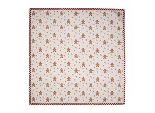 Béžový bavlněný ubrus s perníčky Gingerbread Magic - 100*100 cm