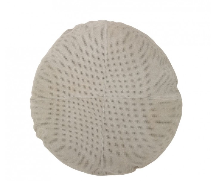 Šedý kožený kulatý polštář Tasse - Ø 45*8 cm J-Line by Jolipa