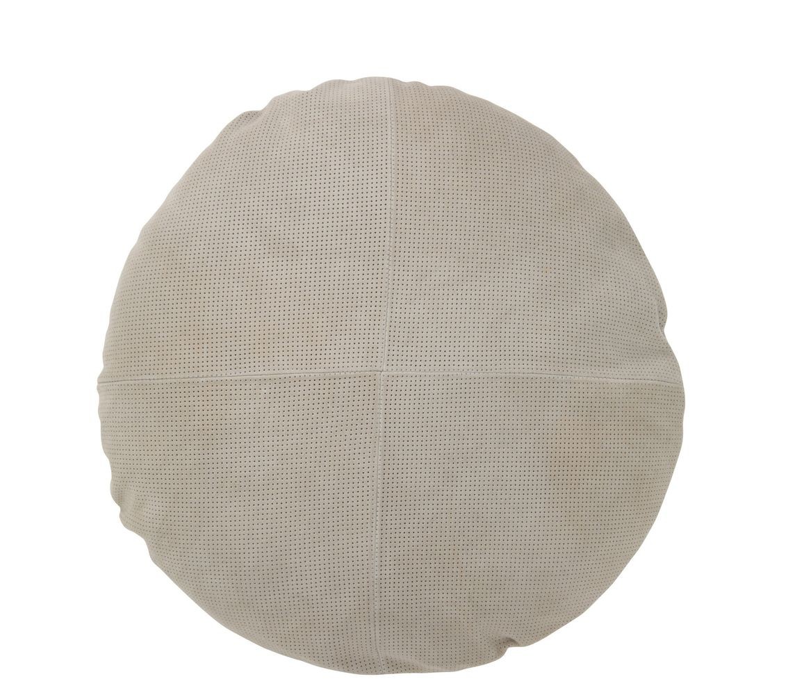 Šedý kožený kulatý polštář Tasse - Ø 45*8 cm