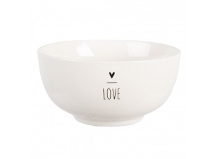 Bílá porcelánová miska se srdíčkem Lovely Day - Ø 14*7 cm / 500 ml