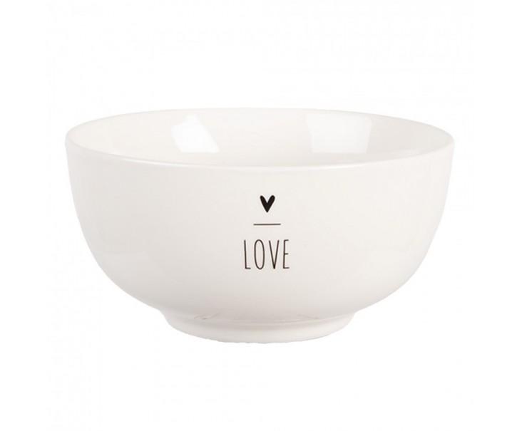 Bílá porcelánová miska se srdíčkem Lovely Day - Ø 14*7 cm / 500 ml Clayre & Eef