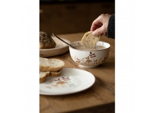 Bílá porcelánová miska s houbičkami Little Forest Jewels - Ø 14*7 cm / 500 ml