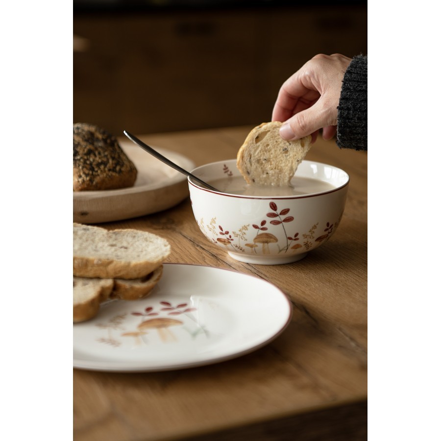 Bílá porcelánová miska s houbičkami Little Forest Jewels - Ø 14*7 cm / 500 ml