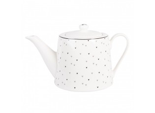 Bílá porcelánová konvička se srdíčky Lovely Day - 23*14*14 cm / 1000 ml