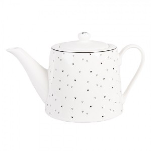 Bílá porcelánová konvička se srdíčky Lovely Day - 23*14*14 cm / 1000 ml