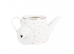 Bílá porcelánová konvička se srdíčky Lovely Day - 23*14*14 cm / 1000 ml