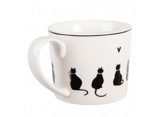 Bílý hrnek s kočkami a srdíčkem Dog&Cat - 12*8*7 cm / 275 ml