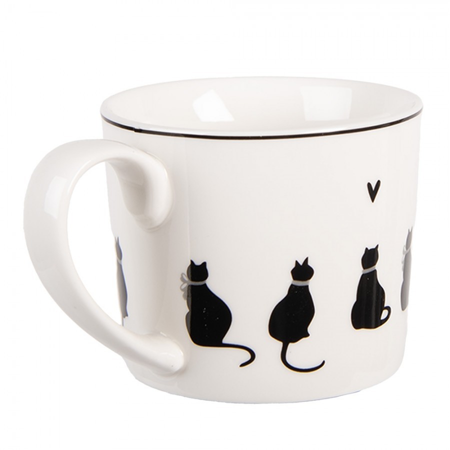 Bílý hrnek s kočkami a srdíčkem Dog&Cat - 12*8*7 cm / 275 ml