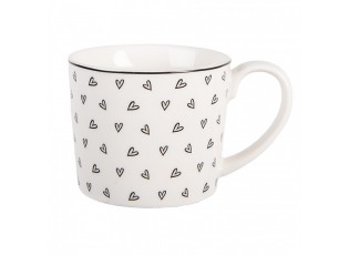 Bílý hrnek se srdíčky Lovely Day - 12*8*7 cm / 275 ml