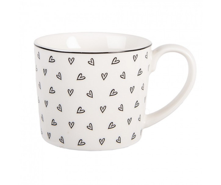 Bílý hrnek se srdíčky Lovely Day - 12*8*7 cm / 275 ml Clayre & Eef