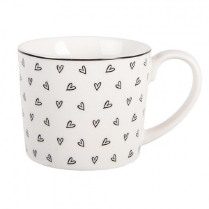Bílý hrnek se srdíčky Lovely Day - 12*8*7 cm / 275 ml