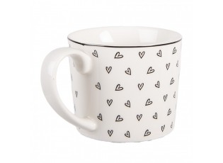 Bílý hrnek se srdíčky Lovely Day - 12*8*7 cm / 275 ml